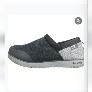 L.L. Bean Women's Ultralight PrimaLoft Black/Gray Wool Slip-On Shoes Slippers